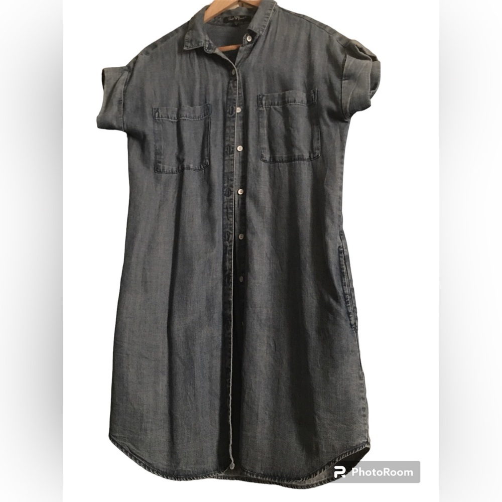 Velvet Heart Women Small Light Blue Soft Denim Shirt  Dress